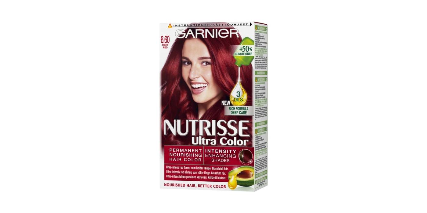 Garnier Nutrisse Permanent Nourishing Hair Color 6.60 Fiery Red